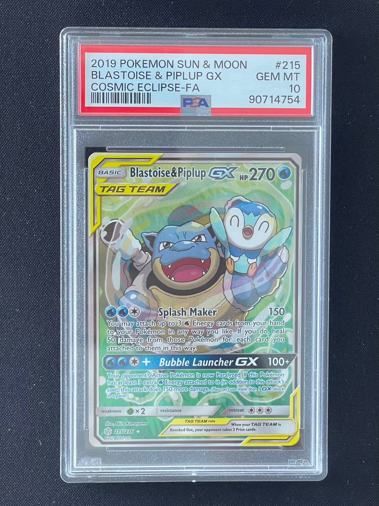 BLASTOISE AND PIPLUP GX - COSMIC ECLIPSE - PSA 10